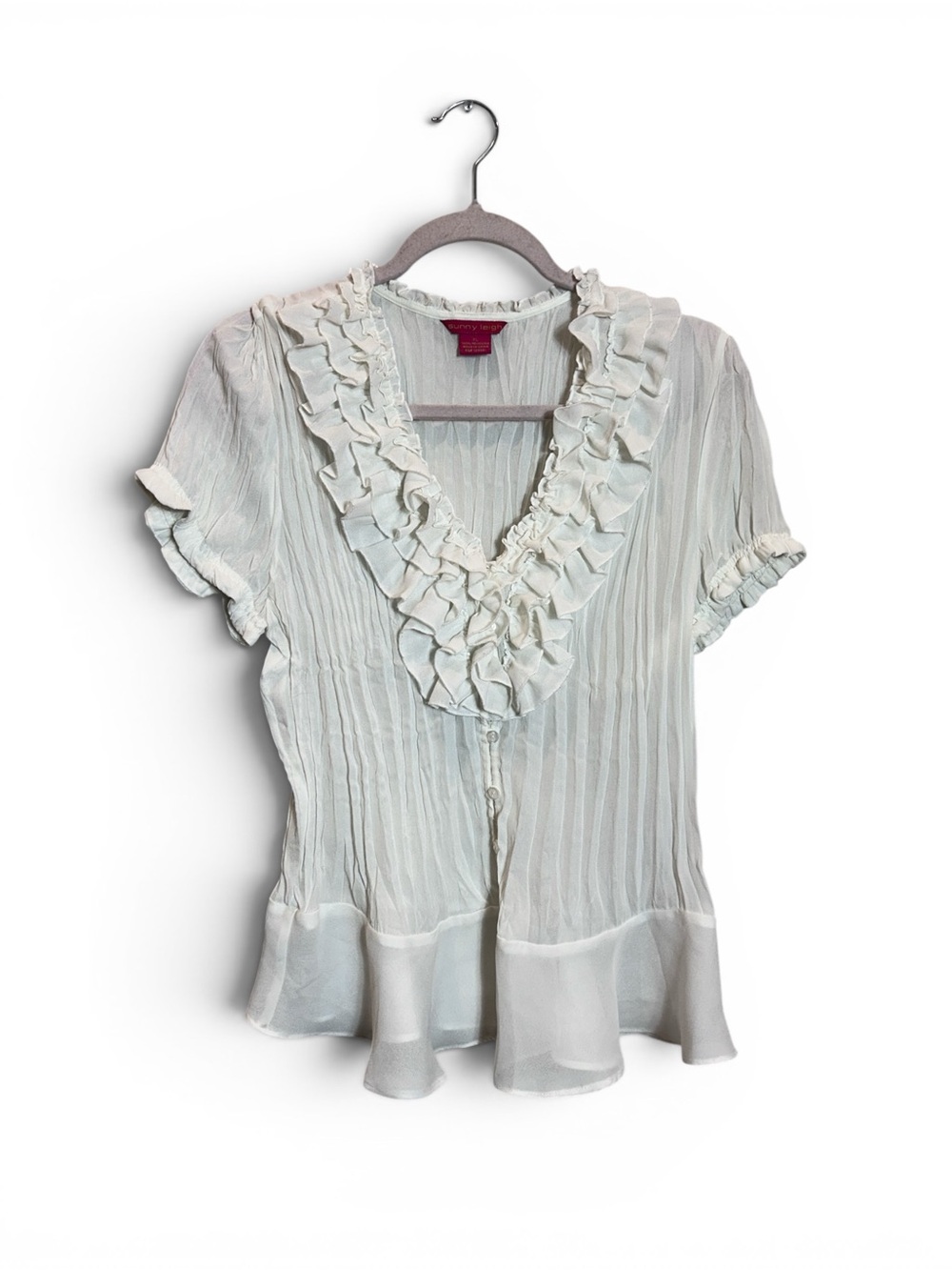 Y2K Ruffled V-Neck Short Sleeve Blouse
